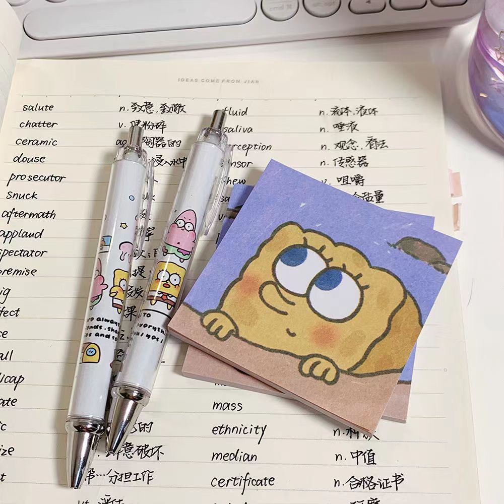 Bút Gel Đen Ngòi 0.5MM Nhanh Khô In Họa Tiết Hoạt Hình SpongeBob Dễ Thương Cho Học Sinh văn phòng phẩm