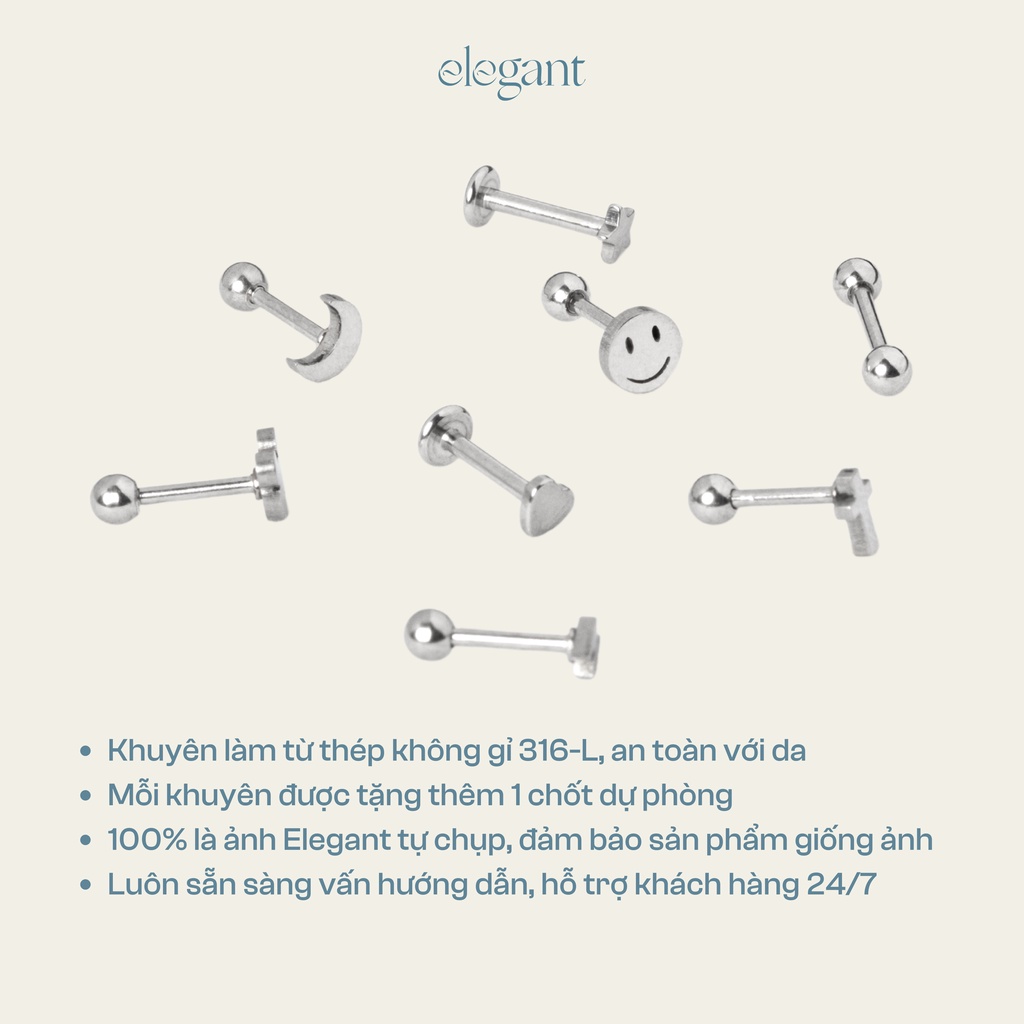 Khuyên tai trơn BUTTERFLY SILVER Elegant