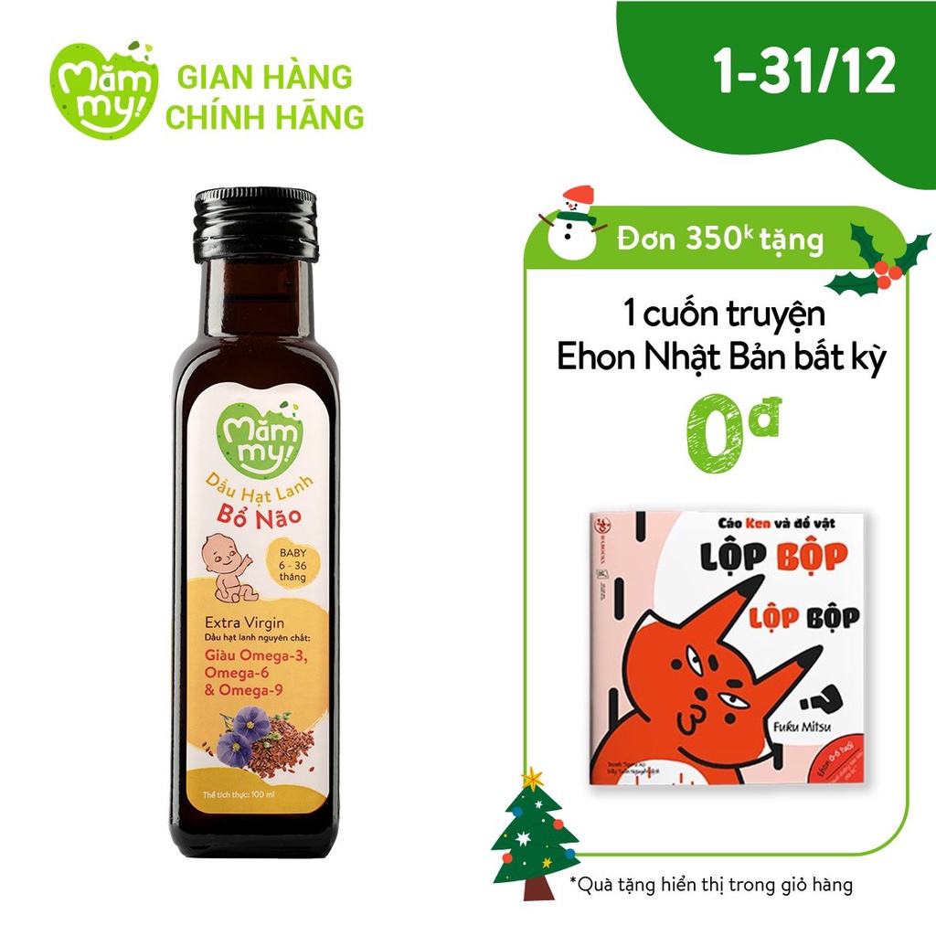 Dầu Ăn Dặm Bổ Não Hạt Lanh MĂMMY Giàu Omega-3 (100ml/chai)