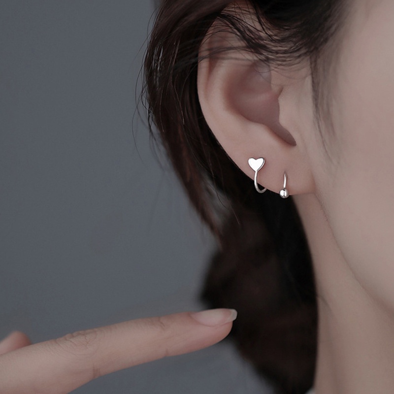 Khuyên Tai Dạng Vòng Gắn Hình Ngôi Sao / Trái Tim Tối Giản Cho Nữ JP5