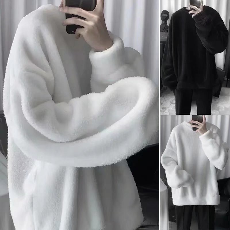 Áo Khoác Len Lông Cừu Dày Dặn Dáng Rộng Thời Trang Nhật Hàn Cho Nam