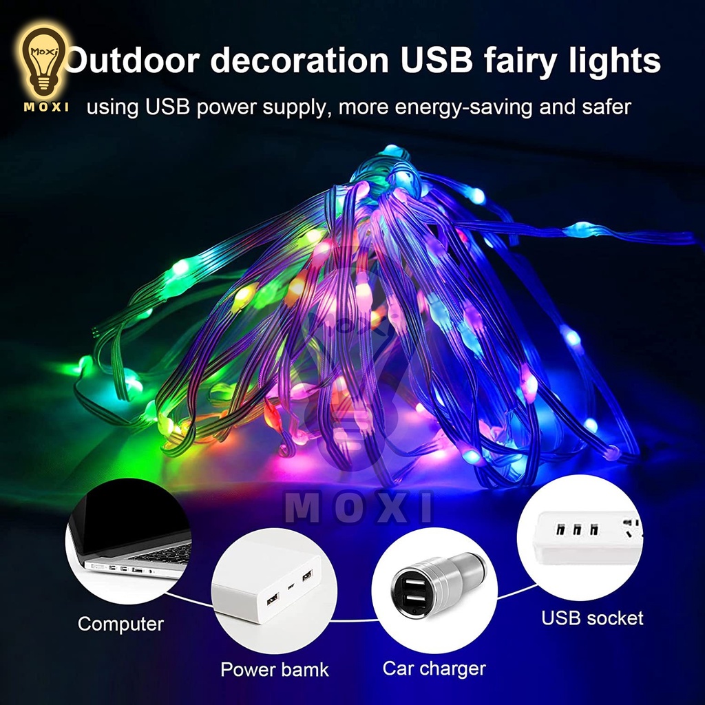 Đèn Fairy Light 16 triệu màu điều khiển APP điện thoại, dây led nháy đuổi decor phòng, trang trí tết, noel