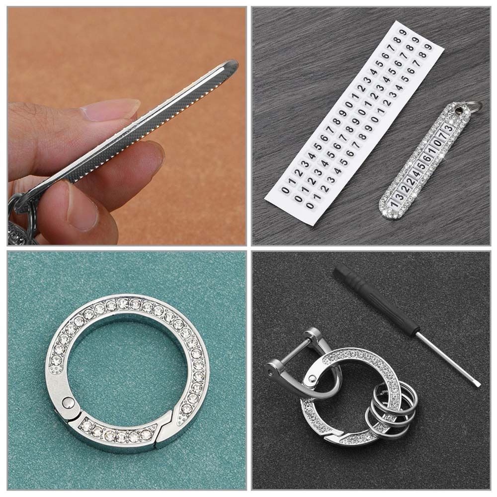 Móc Chìa Khóa Kèm Thẻ Số Điện Thoại Đính Đá Nổi Bật Sang Trọng Hỗ Trợ Chống Thất Lạc Cho Chìa Khóa Ô Tô, Xe Máy