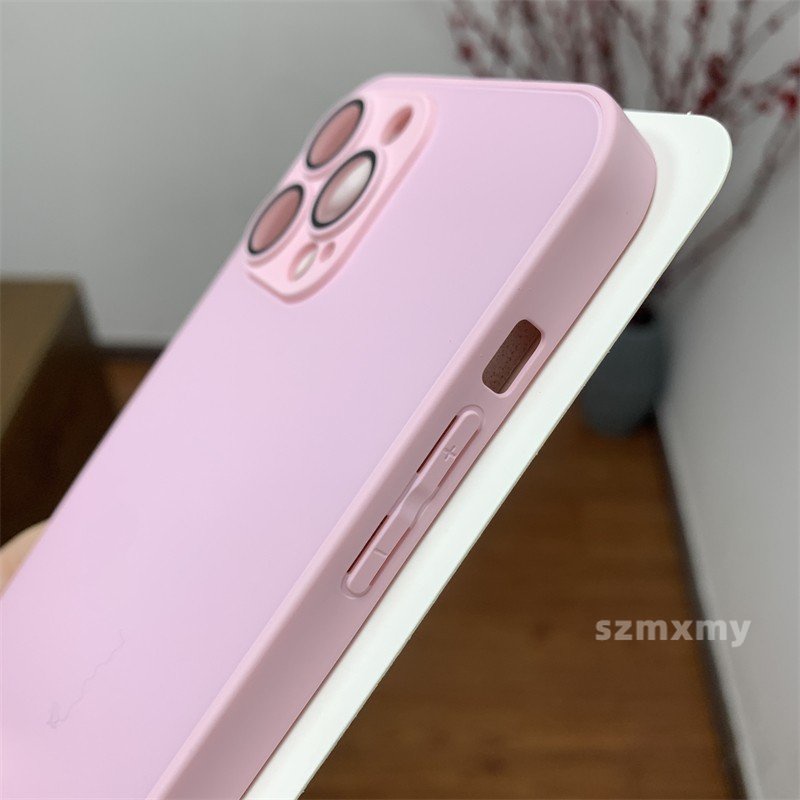 Ốp Điện Thoại Mặt Kính Cứng Chống Dấu Vân Tay Màu Hồng Cho IPhone 14 13 12 11 Pro Max 14Plus