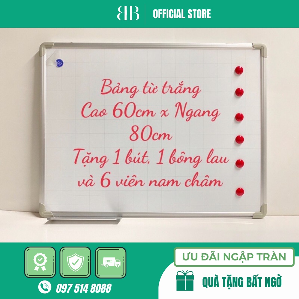 Bảng Từ Trắng Viết Bút Lông, KT: 60x 80cm, Bảng Viết Bút Chuẩn Hàn Quốc, Ảnh Thật - Freeship trong nội thành Hà Nội