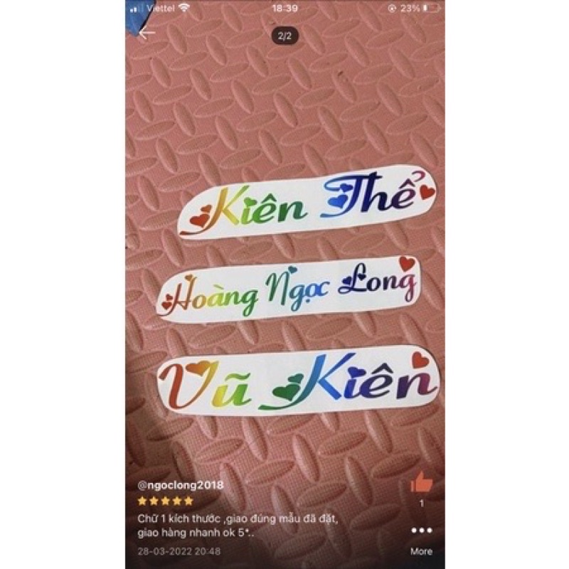 TEM DÁN XE theo tên 7 màu