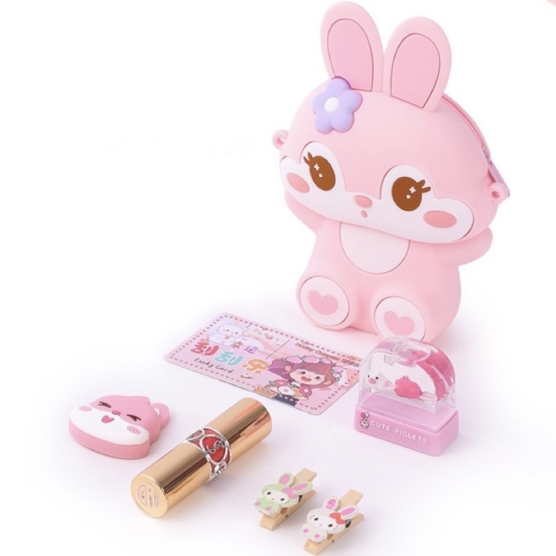 Trẻ Em Silicone Tiền, Túi Hoạt Hình Dễ Thương Thỏ Xingdelu Một Vai Bé Trai Và Bé Gái Sứ Giả Lưu Trữ Túi Đa Năng