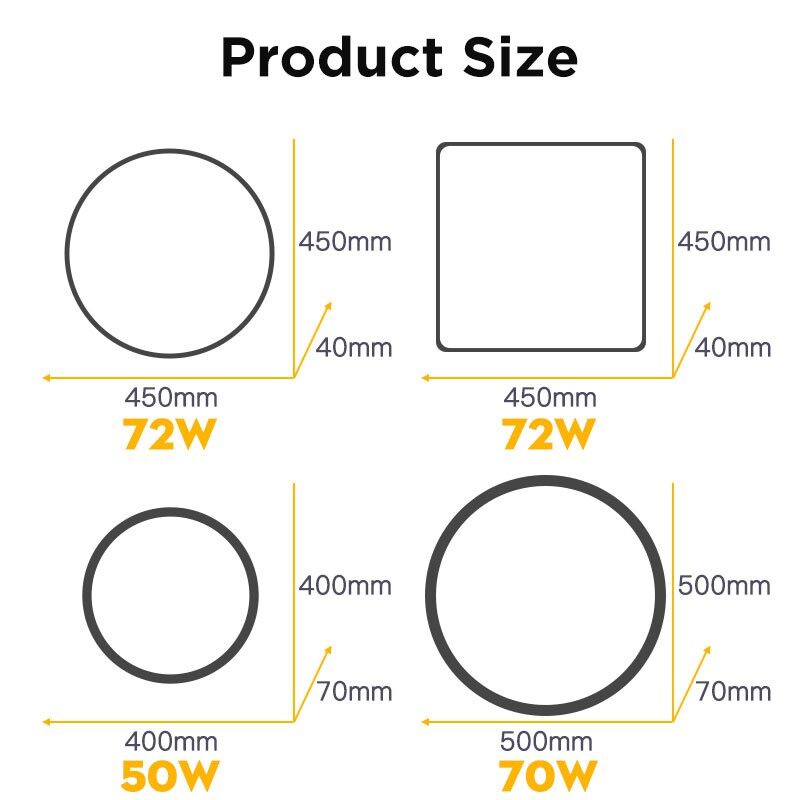CHUANGYANG Đèn Led Gắn Trần 3 Màu 50W 70W Hiện Đại
