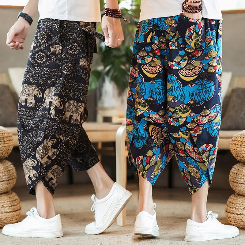 Quần Đùi Đi Biển Thái Lan In Hình Voi Myanmar Tsun Cà Rốt Phong Cách Trung Hoa Plus Size Cho Nam