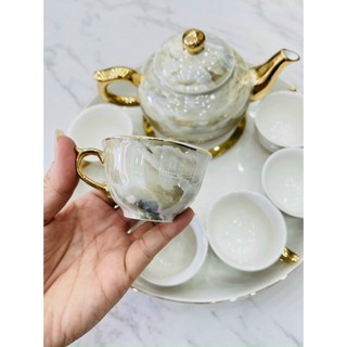Ấm chén men ngọc trai siêu cao cấp, đẹp đến từng chi tiết