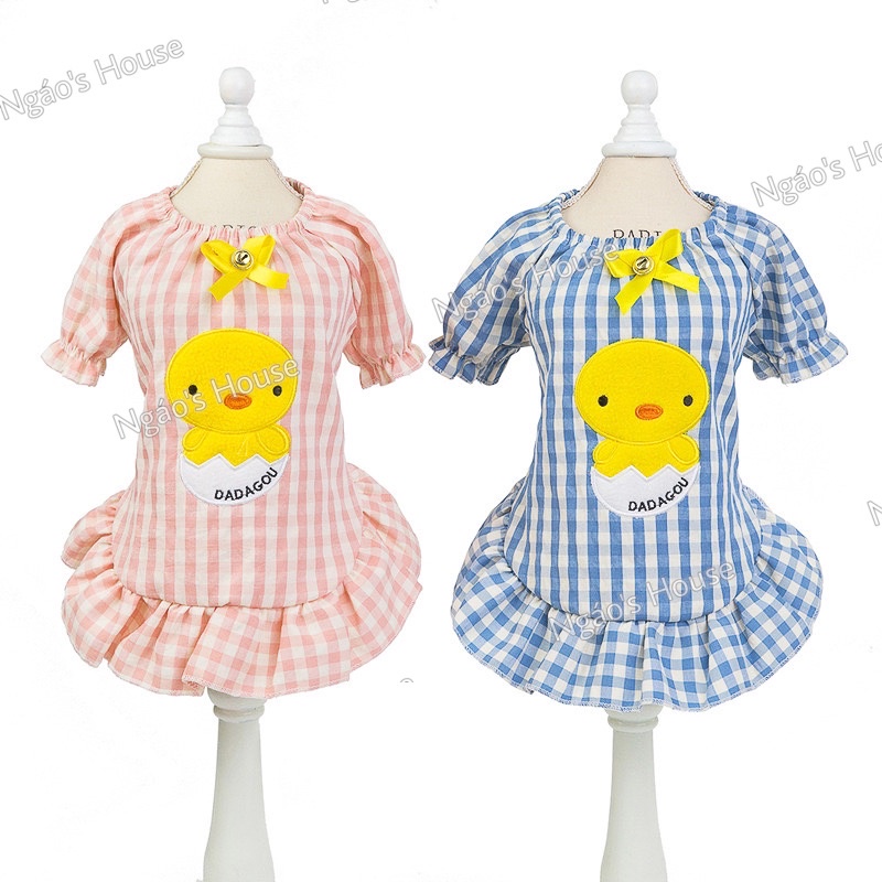 Đầm sọc đính hình vịt dành cho chó mèo, thú cưng