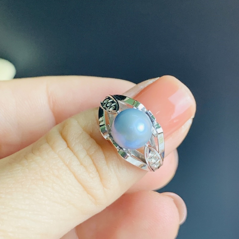 Nhẫn khắc silver pearl Hàng Si Nhật