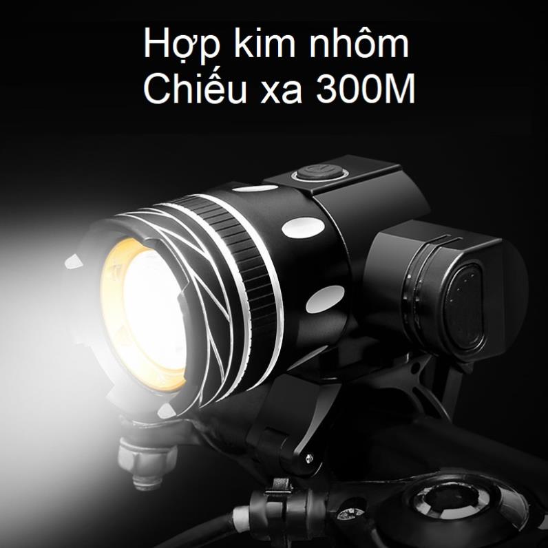 Đèn xe đạp siêu sáng sạc usb thể thao hợp kim nhôm chống nước chiếu xa 300m DX7602