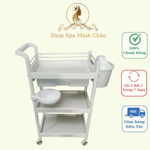 Xe đẩy nhựa 3 tầng | xe đẩy nhựa mẫu mới 3 tầng có bát đựng nước