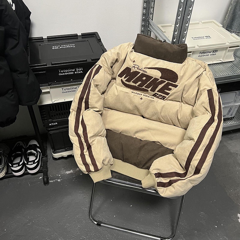 Áo Khoác Phao Lót Cotton Dày Dặn Thêu Chữ Phong Cách Retro Mỹ Cho Nam varsity jacket áo varsity jacket áo khoác varsity jacket varsity jacket nam varsity jacket 2hand áo varsity jacket nam varsity jacket bomber