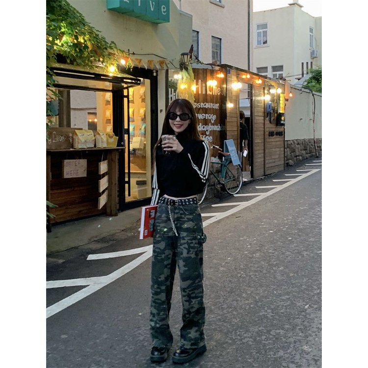 COZOKC COZOK Áo khoác crop top COZOK cổ đứng có khóa kéo phong cách thể thao cá tính