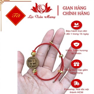 Vòng đeo tay cước kim loại mix charm trầm hương may mắn