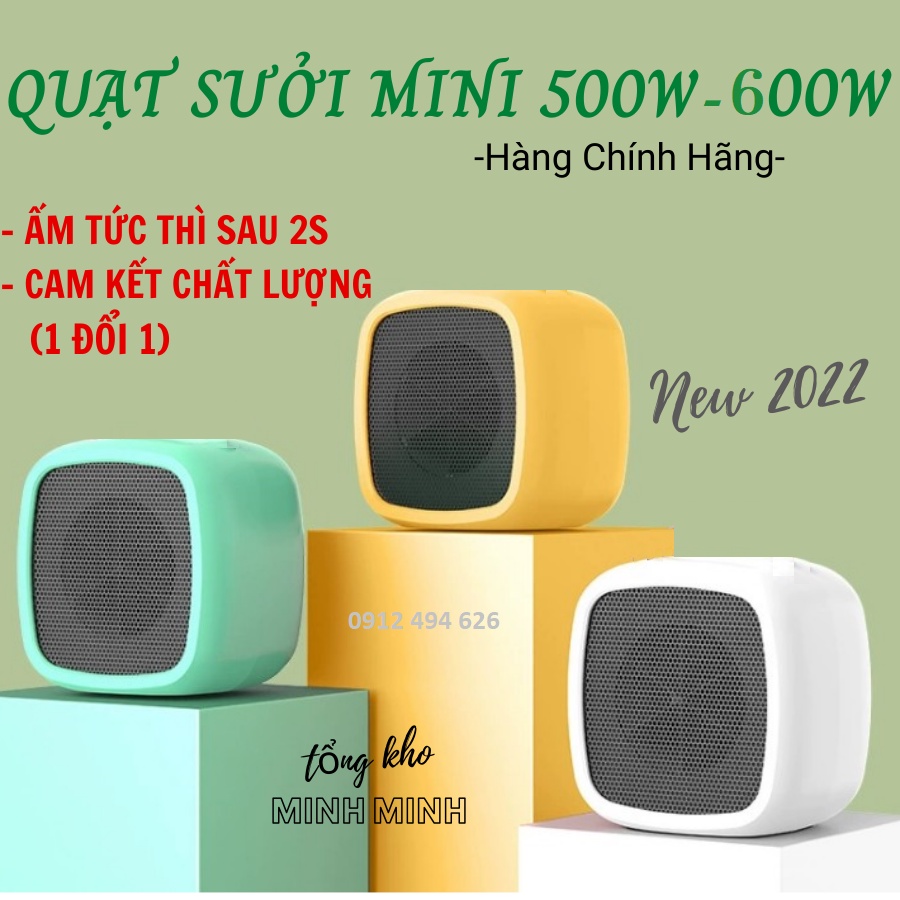 Quạt sưởi mini, máy sưởi ấm để bàn Cao Cấp 500-600 W- Ko Mùi Nhựa- Ko Ồn- Ko Hại Da ⚡️Phù Hợp Trẻ Nhỏ, Dân Văn Phòng ⚡️