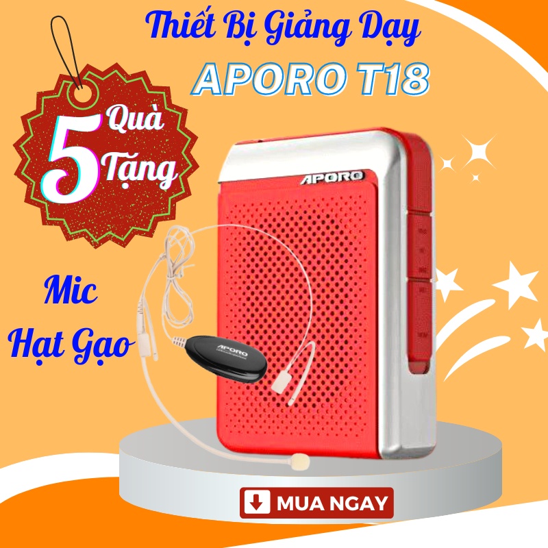 Máy trợ giảng không dây Aporo T18 mic hạt gạo pin 4000mAh, công suất 30W, dành cho giáo viên - Loa trợ giảng Aporo T18