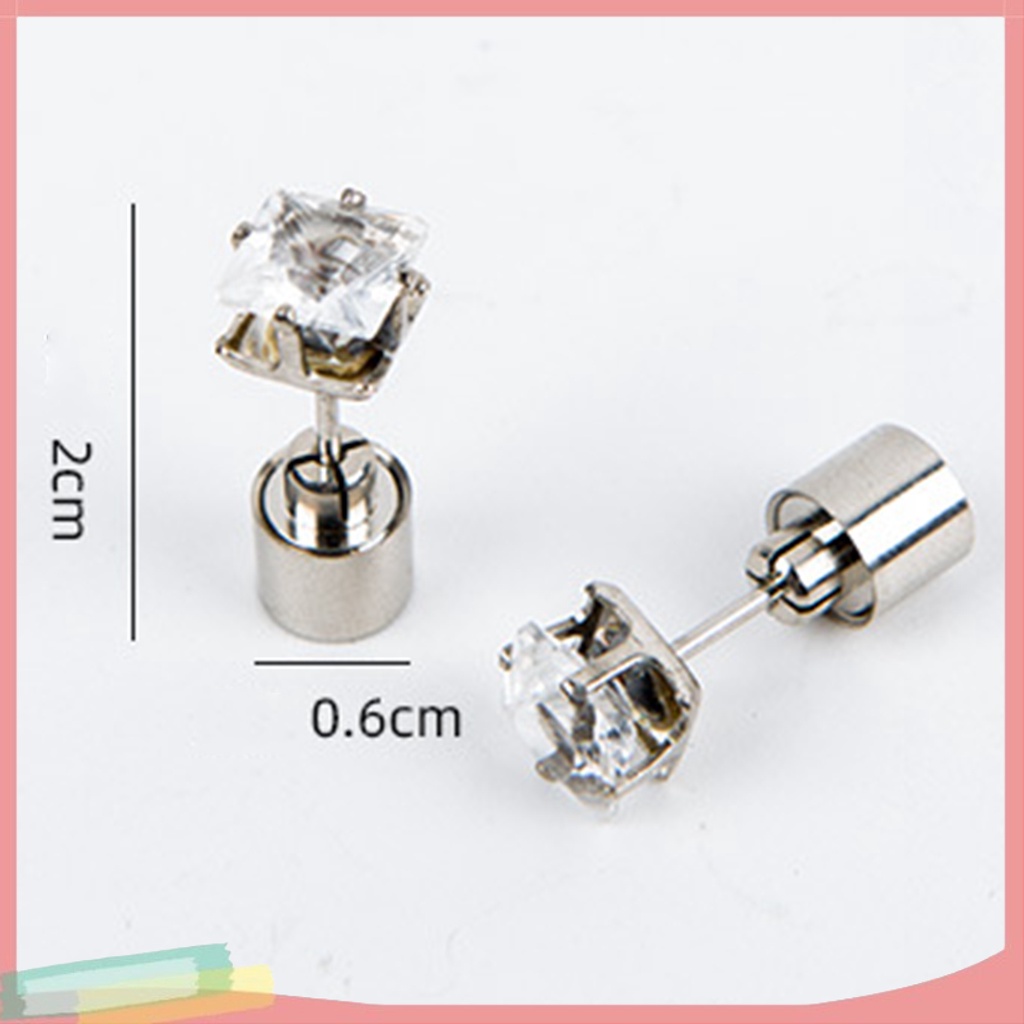 Đôi khuyên tai hình vuông có đèn led phát sáng thời trang cho nữ kèm pin nút