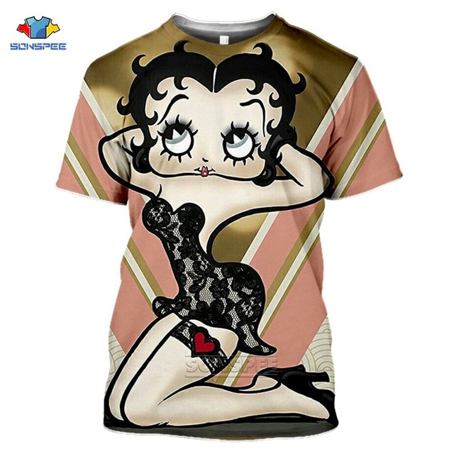 Áo Thun Nữ Tay Ngắn In Chữ betty boop Hoạt Hình Vui Nhộn h51