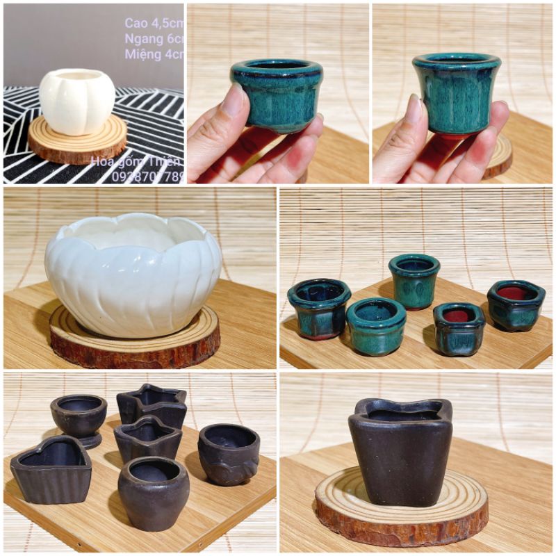 Chậu bí gốm sứ mini cao 4,5 cm