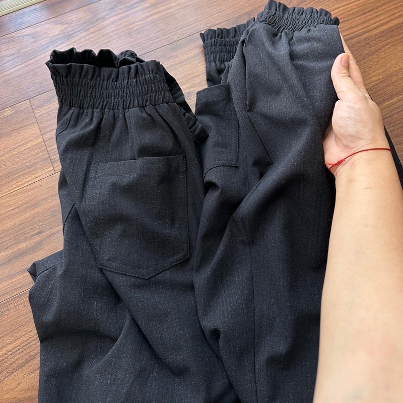 Quần tây Baggy nữ lưng thun. Hình thật shop chụp cận vải