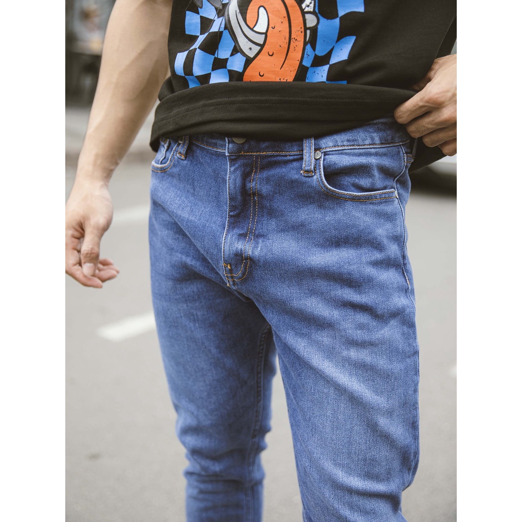 Quần Jean Nam Skinny Standard Blue II , Chất Vải Cotton Pha Spandex Thoải Mái , QJ004021 ,SOMEHOW