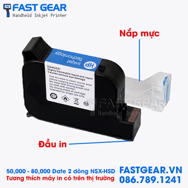 Mực Máy In Date Cầm Tay HP MC 400, 45ml - Hàng Chính Hãng Độ Bám Dính Cao , Sắc Nét, Khô Nhanh