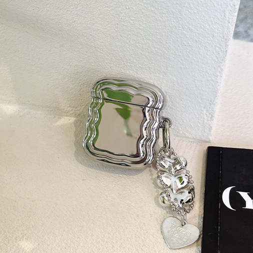 Vỏ Bảo Vệ Hộp Sạc Tai Nghe airpods 1 2 3 pro 2 Mạ Điện Họa Tiết Sóng Biển Dễ Thương Kèm Móc Treo Hình Trái Tim Xinh Xắn