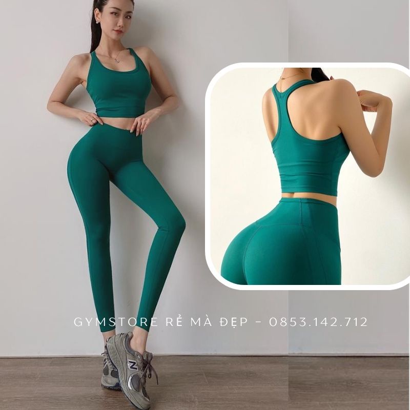 Set áo lót nâng ngực và quần dài lưng cao hỗ trợ tập yoga thoải mái dành cho nữ Rẻ Đẹp Gymstore 122