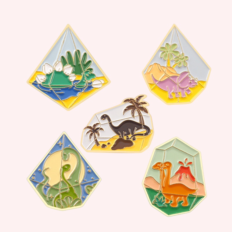 Set 5 Ghim Cài Ba Lô Tráng Men Hình Phong Cảnh Núi Sông Và Sông Quà Lưu Niệm