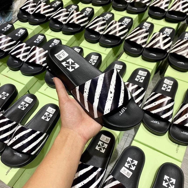 ⚡️[Hight Quality] Hàng Có Sẵn!! Dép Quai Ngang Off-White Zebra-Print Rubber Sliders - Hàng Loại 1 Full Box Phụ Kiện