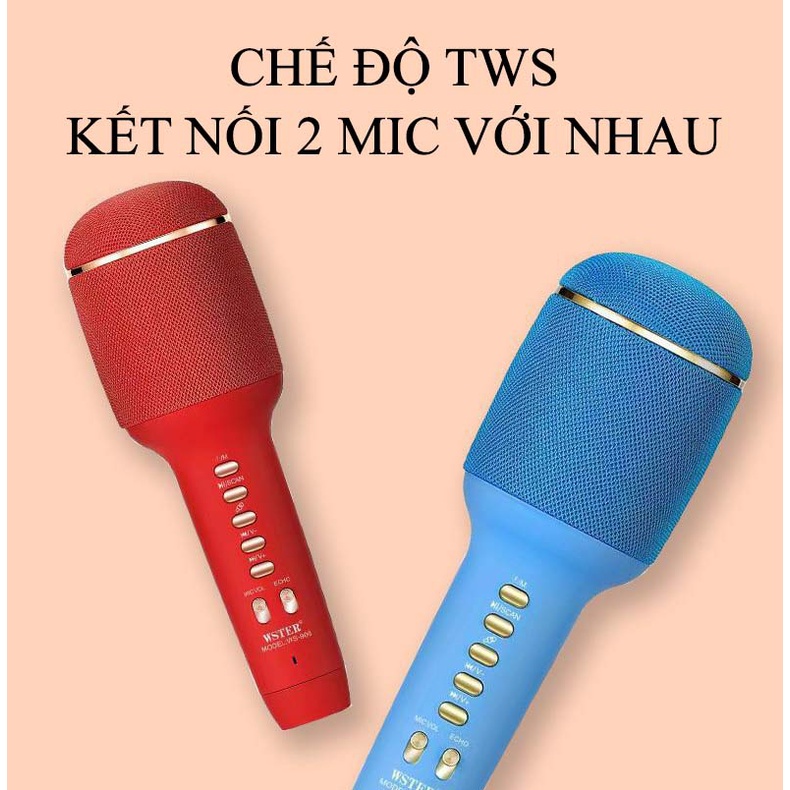 Mic Karaoke Kiêm Loa Bluetooth Không Dây WS-900 Cao Cấp, Micro Hát Karaoke Mini Không Dây Cầm Tay Nâng Giọng Cực Chất