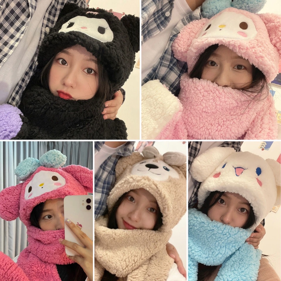 Hàng Mới Về Mới Set Mũ Và Khăn Choàng Cổ Kuromi Phong Cách Nhật Bản Siêu Dễ Thương Cho Cún Cưng Melody