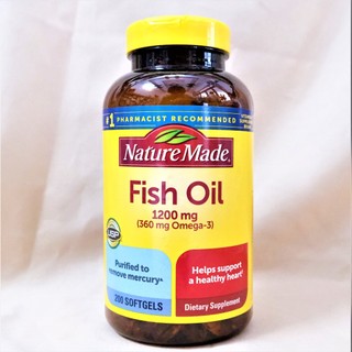 Viên uống dầu cá nature made bổ sung 360g omega3 fish oil 1200mg 200, 300 viên - chính hãng mỹ
