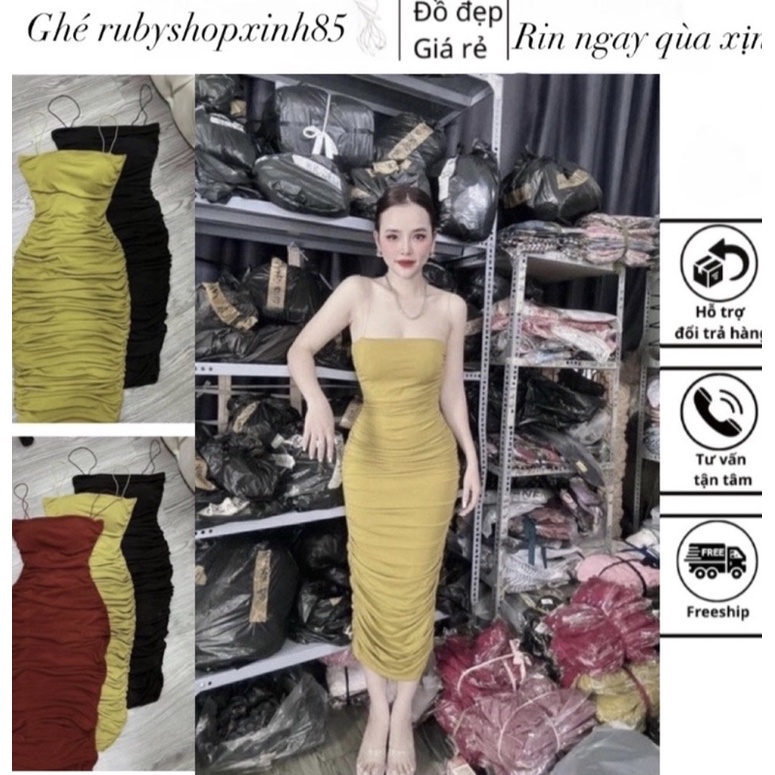Đầm 2 Dây NHÚN EO ♥️FROM CHUẨN HÌNH DÁNG MIDI SIÊU XINH[CÓ MÚT NGỰC]