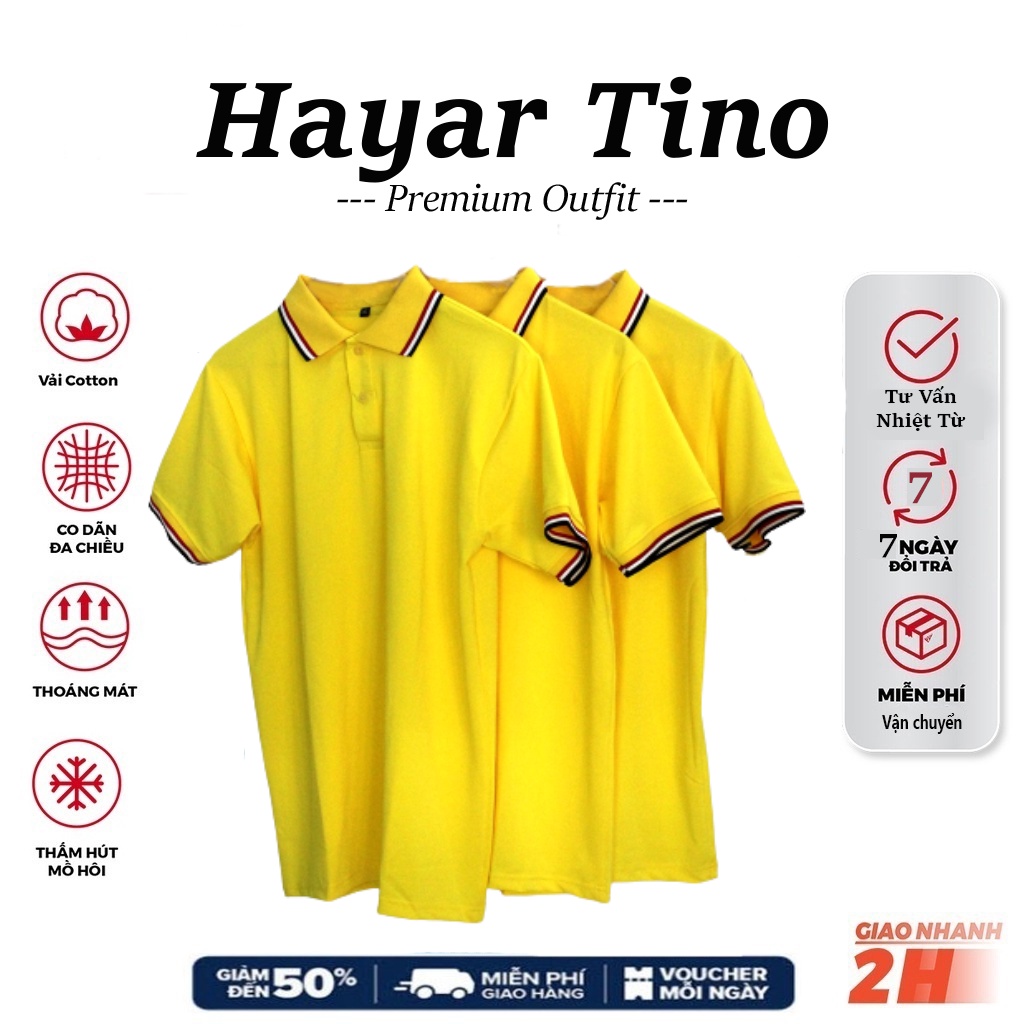 Áo Polo Nam Cá Sấu 3 sọc Màu Vàng - Cổ Trụ Thun Phối cao cấp From Chuẩn, Thiết Kế Phong Cách Sang Trọng, Thoáng Mát