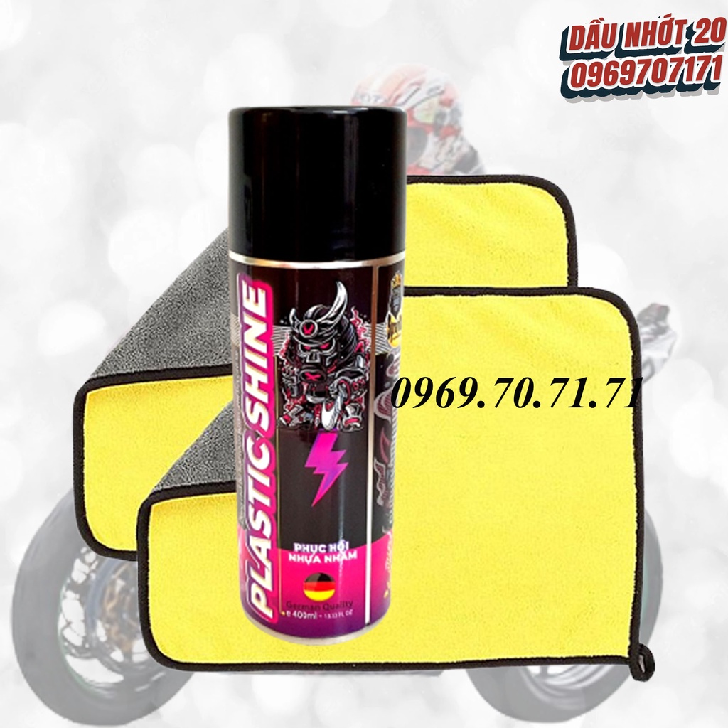 Combo Chai xịt phục hồi nhựa nhám sprayking mẫu mới kèm khăn vàng xám 30x30