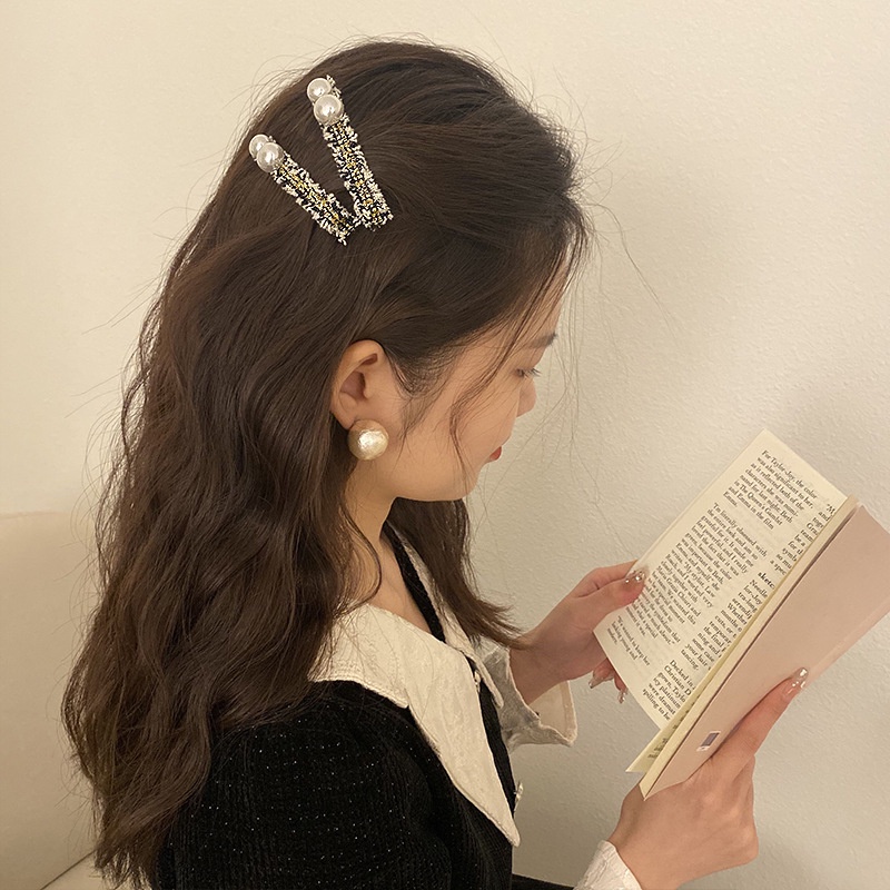 Kẹp Mỏ Vịt Ngang Một Bên Kẹp Vải Dài Nhỏ Màu Vàng Kim Phong Cách Hàn Quốc Tươi Mới Dành Cho Bạn Nữ