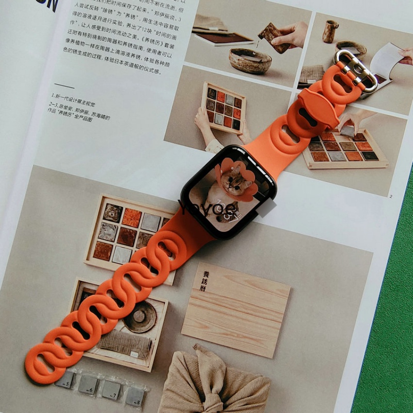 Dây Đeo Đồng Hồ Bằng Silicone Hình Tròn Kích Thước 40mm 44mm 45mm 41mm 49mm 42mm 38mm Cho iWatch Series 8 7 SE 6 5 4 3 2 1