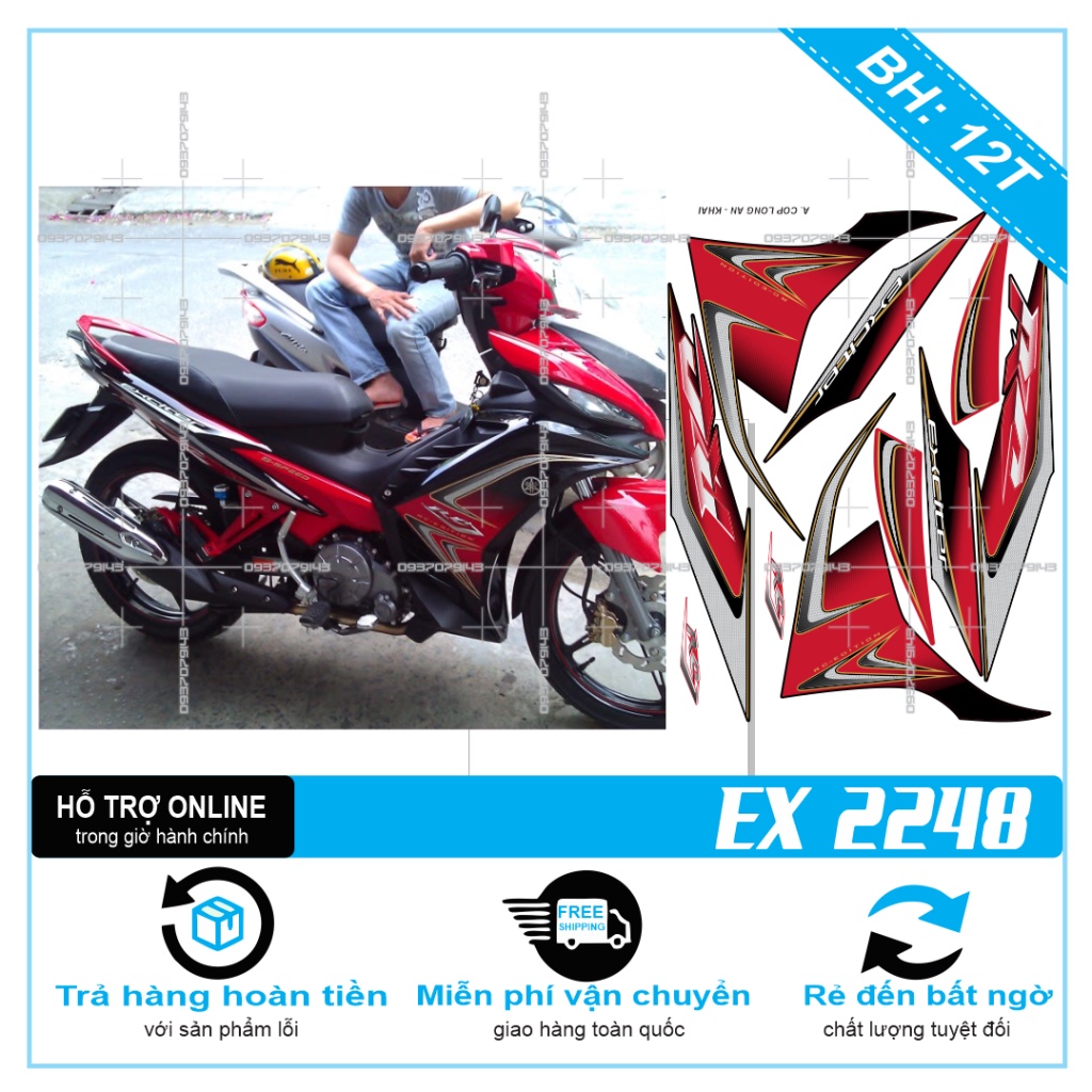 TEM RỜI EXCITER 2011 ZIN ĐỎ ĐEN - THU DECAL