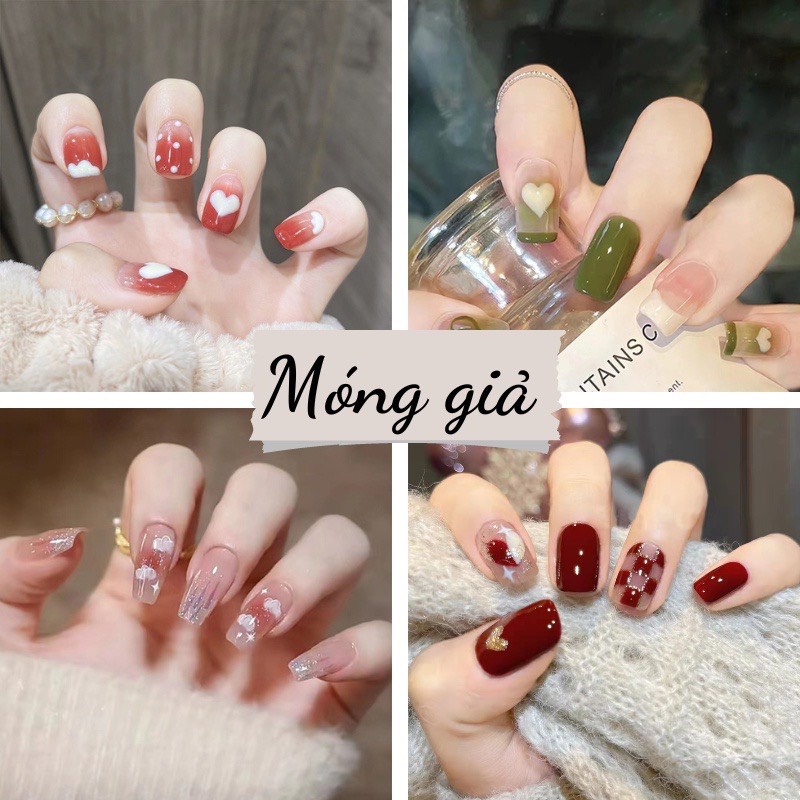 [Hàng mới về] Set 24 móng tay giả thiết kế thời trang xu hướng có keo dán