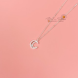 Dây chuyền bạc ta mặt trăng đính sao Bạc ỉn