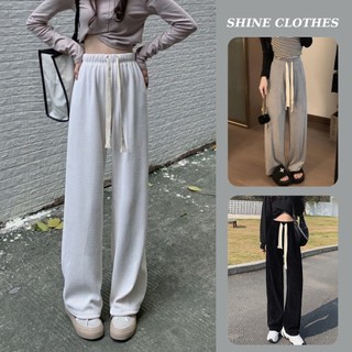 Quần nỉ quần thun dáng suông SHINE CLOTHES ống rộng, Quần ống rộng nhung tăm nữ