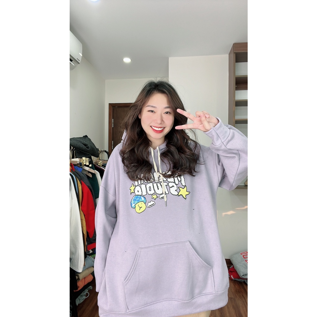 Áo hoodie nấm Mexican chữ in phồng unisex