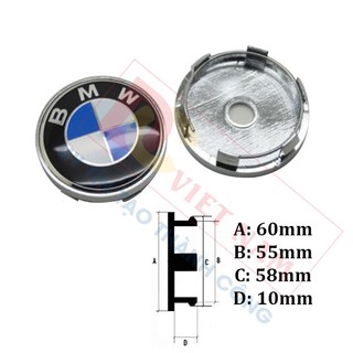 1 CHIẾC Logo chụp mâm, ốp lazang bánh xe ô tô BMW MÃ BMW60 đường kính 60mm - HÀNG CÓ SẴN
