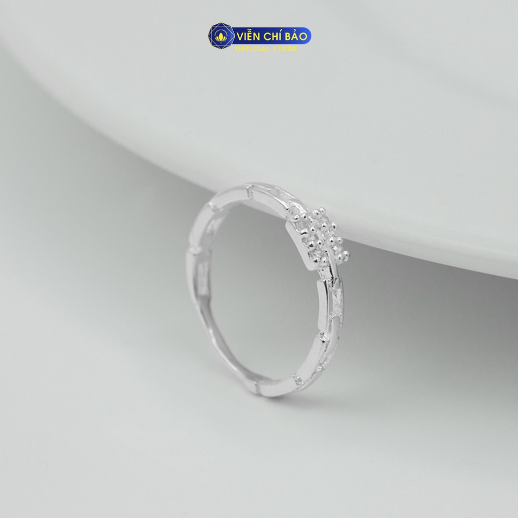 Nhẫn bạc nữ họa tiết xích đính đá chất liệu bạc S925 thời trang phụ kiện trang sức nữ Viễn Chí Bảo N400319