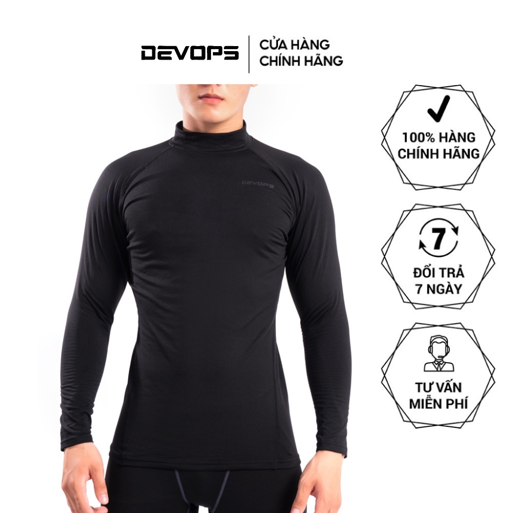 Áo giữ nhiệt nam DEVOPS LÓT LÔNG cổ lọ thun nam dài tay form ôm body phù hợp tập gym chơi thể thao bóng đá DEL1006