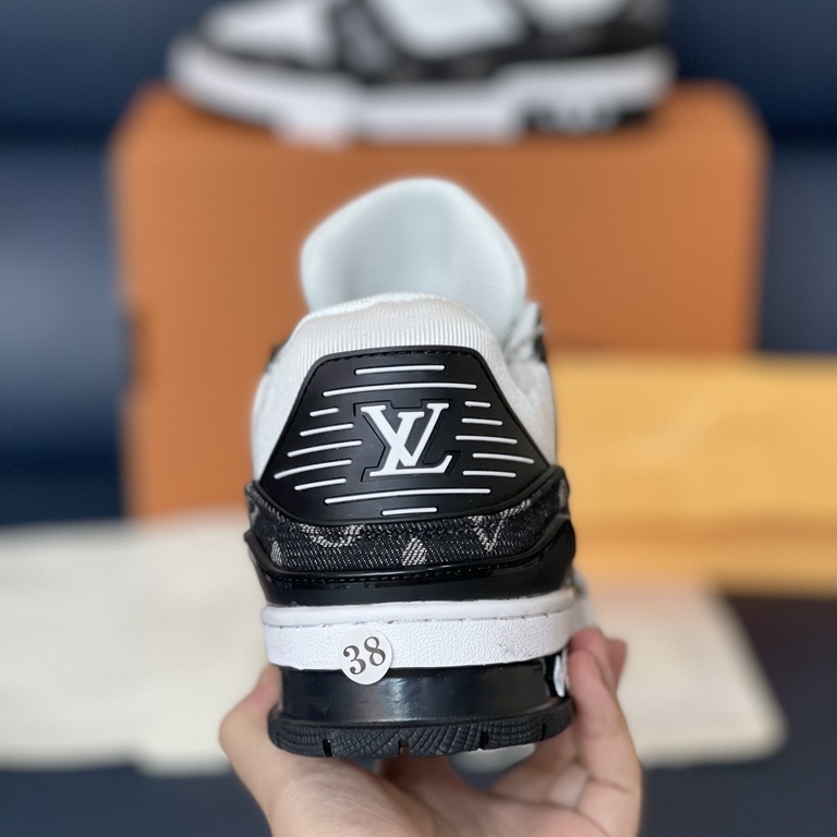 Giày Louis Vuitton LV Trainer White black & white green, giày thể thao LV cao cấp sang trọng full phụ kiện size 36-43
